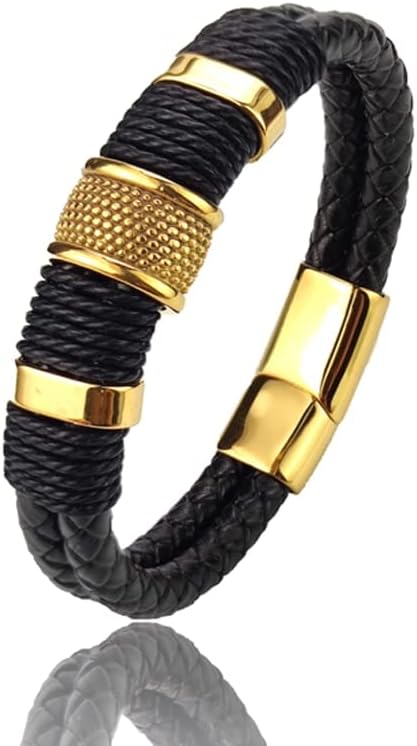 Herrn Armband aus Echtleder, veredelt mit Steinperlen und Edelstahl