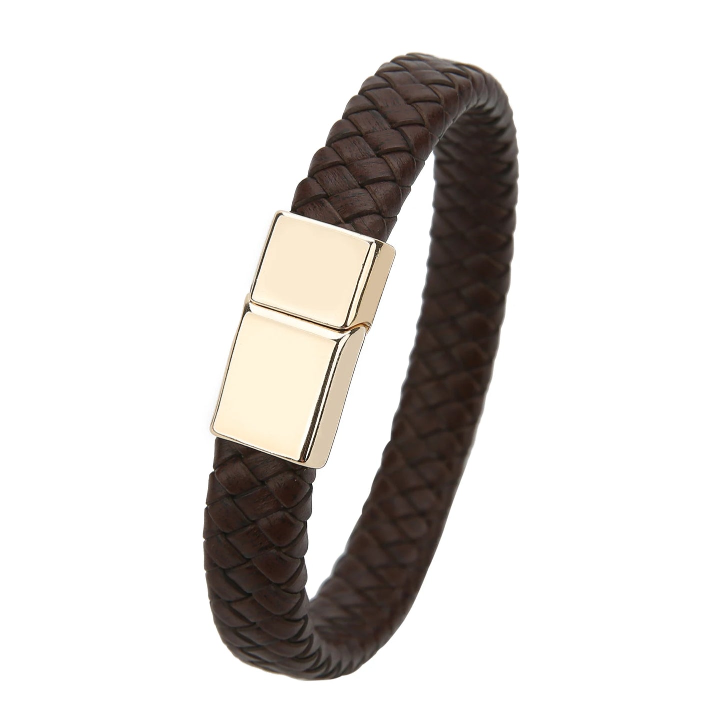 Geflochtenes Echtlder- Armband für Herren mit Edelstahlverschluss