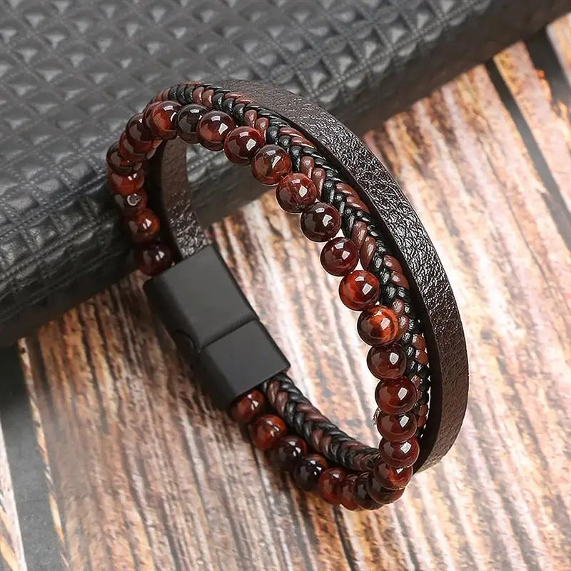 Herren-Lederarmband mit Edelstahlverschluss